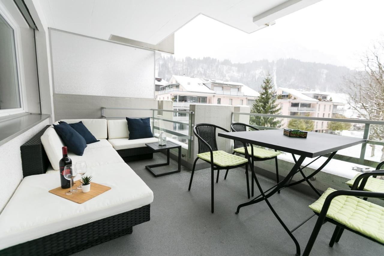 Spirit Apartments - Balkon - Bergsicht - Parkplatz Енгелберг Екстериор снимка